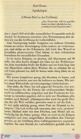 Karl Kraus: Apokalypse
