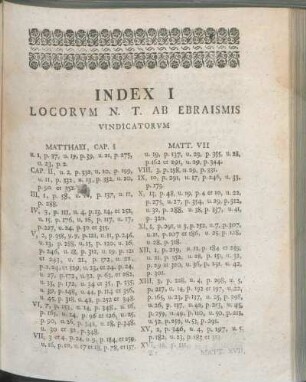 Index I Locorvm N. T. Ab Ebraismis Vindicatorvm