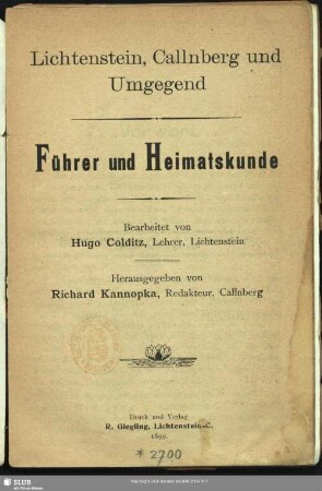 Lichtenstein, Callnberg und Umgegend : Führer und Heimatkunde