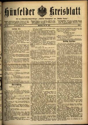 Ausgabe vom Dienstag, den 29. Juli 1913.
