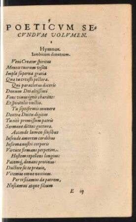 Poeticum Secundum Volumen.