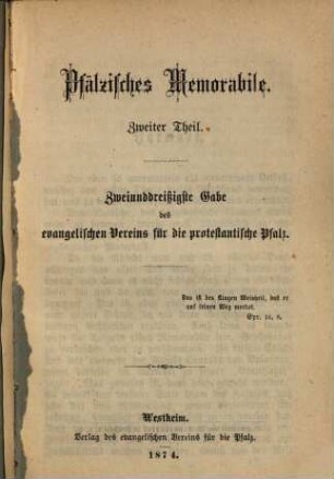 Pfälzisches Memorabile. 2. 1874