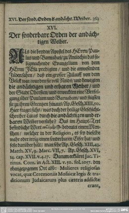 XVI. Die sonderbare Orden der andächtigen Weiber