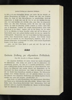 Herbarts Stellung zur allgemeinen Volksschule