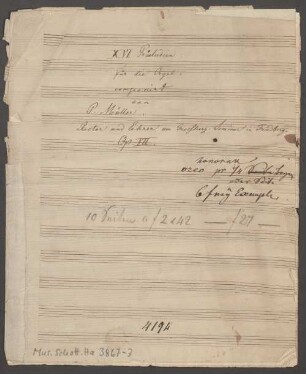 16 Preludes, org, op. 7 - BSB Mus.Schott.Ha 3867-3 : [title page:] XVI Präeludien // für die Orgel, // componirt // von // P. Müller, // Rector und Lehrer am Grossherz. Seminar in Friedberg. // Op. VII.