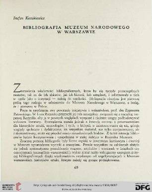1: Bibliografia Muzeum Narodowego w Warszawie