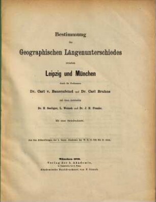 Bestimmung des Geographischen Längenunterschiedes zwischen Leipzig und München