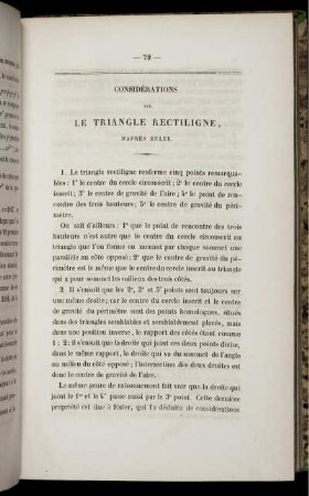 Considérations sur le triangle rectiligne.