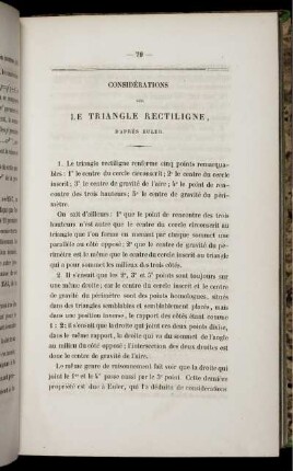 Considérations sur le triangle rectiligne.