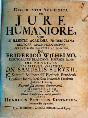 Dissertatio Academica De Iure Humaniore