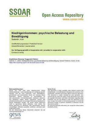 Niedrigeinkommen: psychische Belastung und Bewältigung