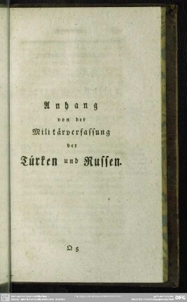 Anhang von der Militärverfassung der Türken und Russen