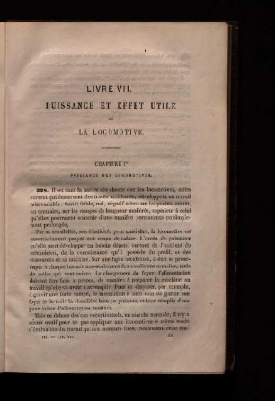 Livre VII. Puissance et effet utile de la locomotive.