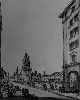 Das Hochhaus am Altmarkt in Dresden von Süden