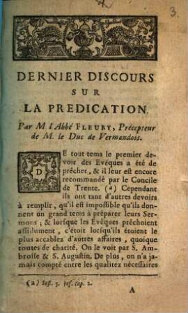 Dernier discours sur la prédication