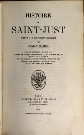 Histoire de Saint-Just, député à la Convention Nationale