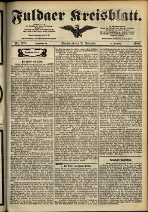 Zweite Ausgabe vom Samstag, den 27. November 1909.