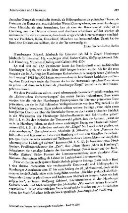 Hamburger Ziegel, Jahrbuch für Literatur, hrsg. von Jürgen Abel, Robert Galitz, Wolfgang Schömel, Bde. 1-9 : Hamburg u.a., Dölling und Galitz, 1992-2004