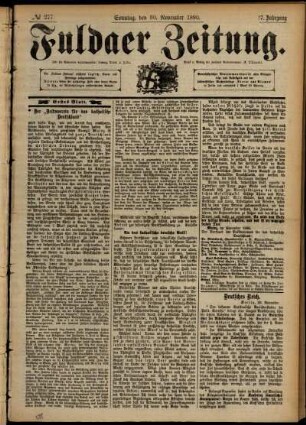 Erste Ausgabe vom Sonntag, den 30. November 1890.