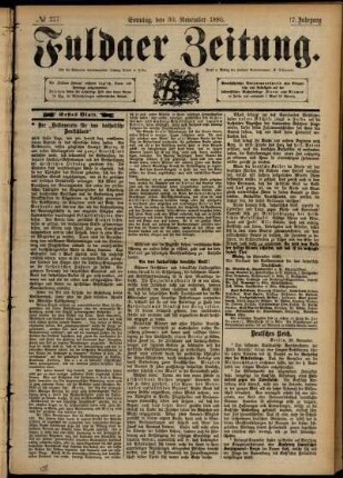 Erste Ausgabe vom Sonntag, den 30. November 1890.