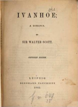 Ivanhoe : a romance