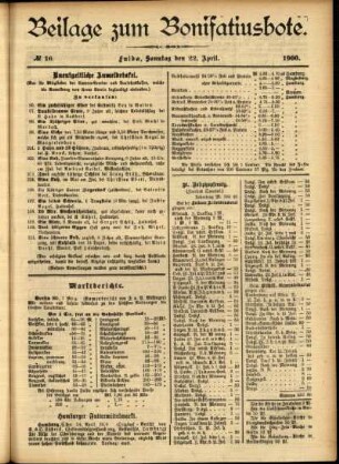 Zweite Ausgabe vom Sonntag, den 22. April 1900.