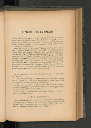 Le parasite de la Malaria.