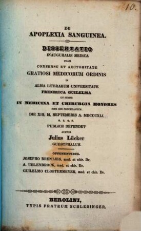 De apoplexia sanguinea