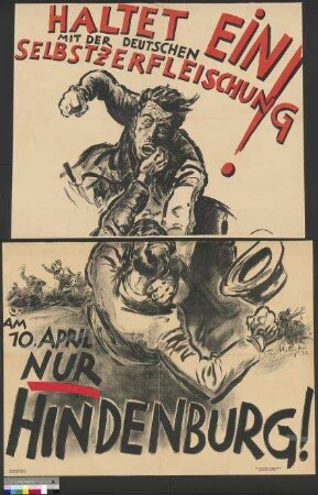 Wahlplakat zur Reichspräsidentenwahl am 10. April 1932 (zweiter Wahlgang) für den Kandidaten Paul von Hindenburg