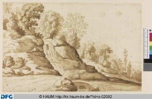 Baumreicher Abhang mit Wasserfall