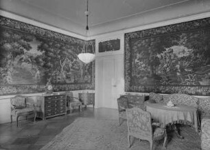 Zimmer mit flämischen Gobelins : Schloss Reibersdorf, Zimmer mit flämischen Gobelins (wohl aus Oudenaarde, Ende 17. Jh.)