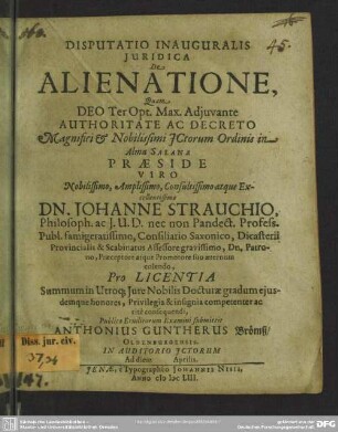 Disputatio Inauguralis Iuridica De Alienatione
