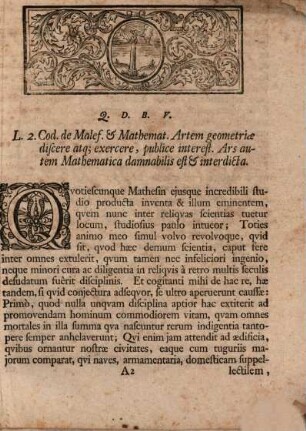 De fatis mathematicorum in iurisprudentia : occasione Leg. 2. Cod. de Malef. et Mathem.