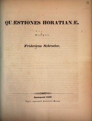 Quaestiones Horatianae
