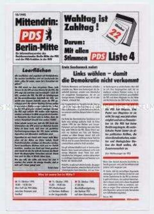 Informationsblatt der PDS Berlin-Mitte zur Wahl des Berliner Abgeordnetenhauses 1995