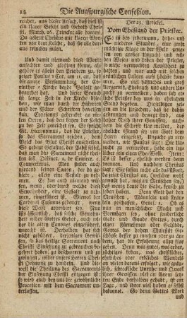 Der 23. Artickel. Vom Ehestand der Priester.