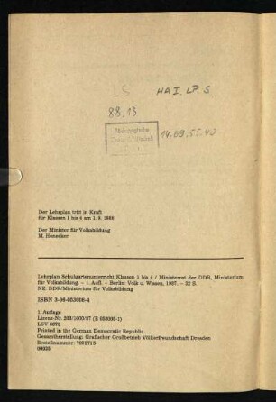 Der Lehrplan tritt ...