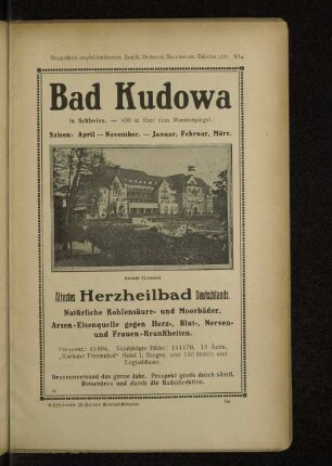 Verzeichnis empfehlenswerter Hotels, Badeorte, Sanatorien, Schulen usw.