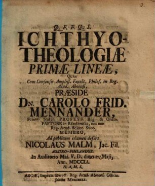 Ichthyo-theologiae primae lineae