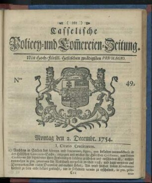 Nro. 49, Montag den 2. Decembr. 1754