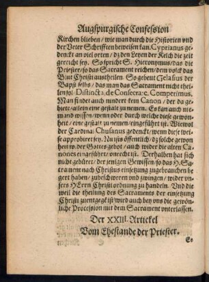Der XXIII. Artickel Vom Ehestande der Priester.