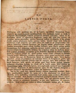 De Laevio poeta ejusque carminum reliquiis, Commentatio 1.