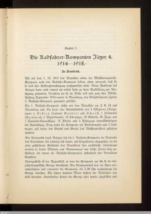 2. Die Radfahrer-Kompagnien Jäger 4. 1914-1918
