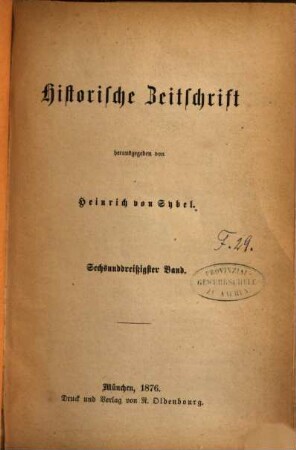 Historische Zeitschrift : HZ. 36. 1876