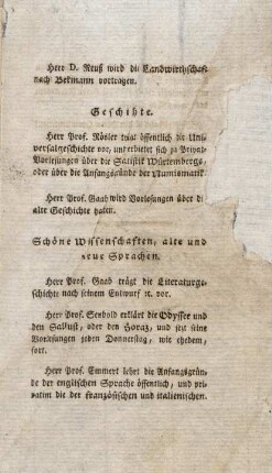 Schöne Wissenschaften, alte und neue Sprachen