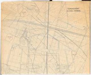 Stadtplan Berlin nach 1945 Zum Projekt gehörend: Hermann Jansen, Neugestaltung Berlin, Selchow, Rotberg: Grundplan über Karte mit Angaben der Sportstätten 1:4000