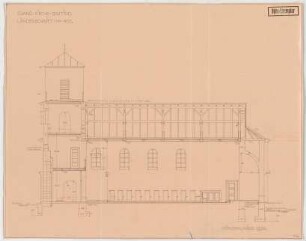 Fischer, Theodor; Gauting / Starnberg (Bayern); Ev. Christuskirche - Längsschnitt