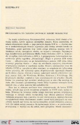 3: Prolegomena do dziejów lwowskiej rzeźby rokokowej