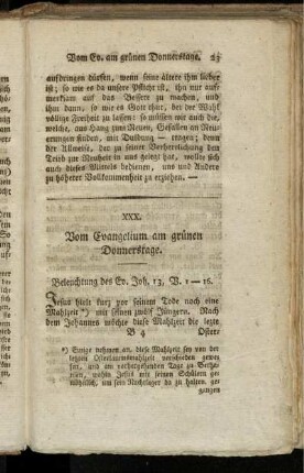 XXX. Vom Evangelium am grünen Donnerstage