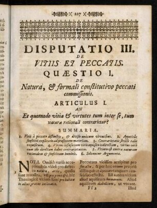 227-333, Disputatio III. De Vitiis Et Peccatis.